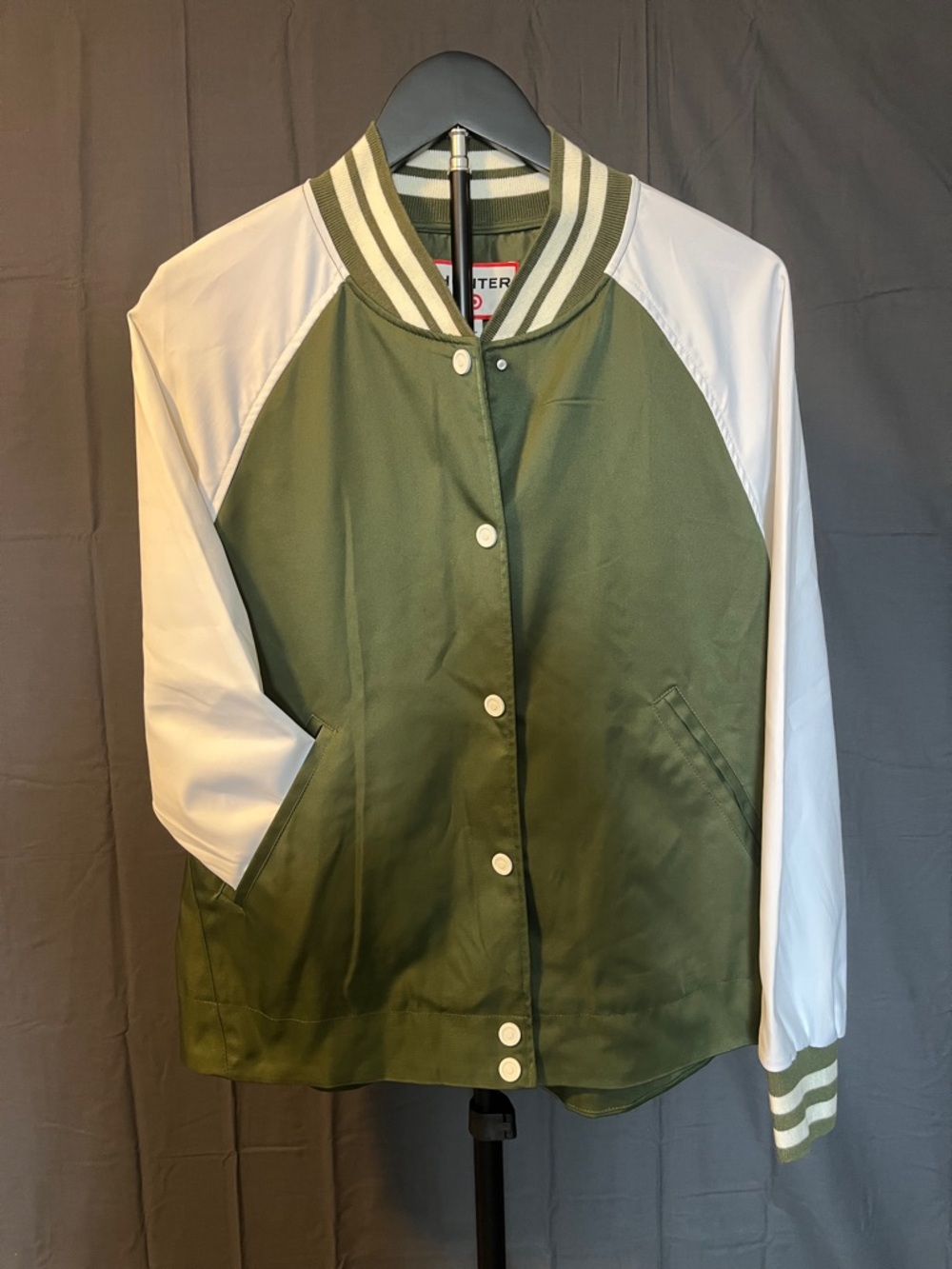 Hunter for Target Women's Olive Green & White Varsity Swing Jacket, Size M